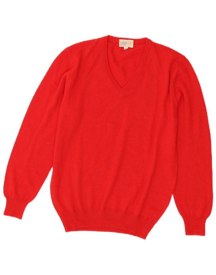 Maglione vintage da donna con scollo a V IT 46 grande acrilico rosso