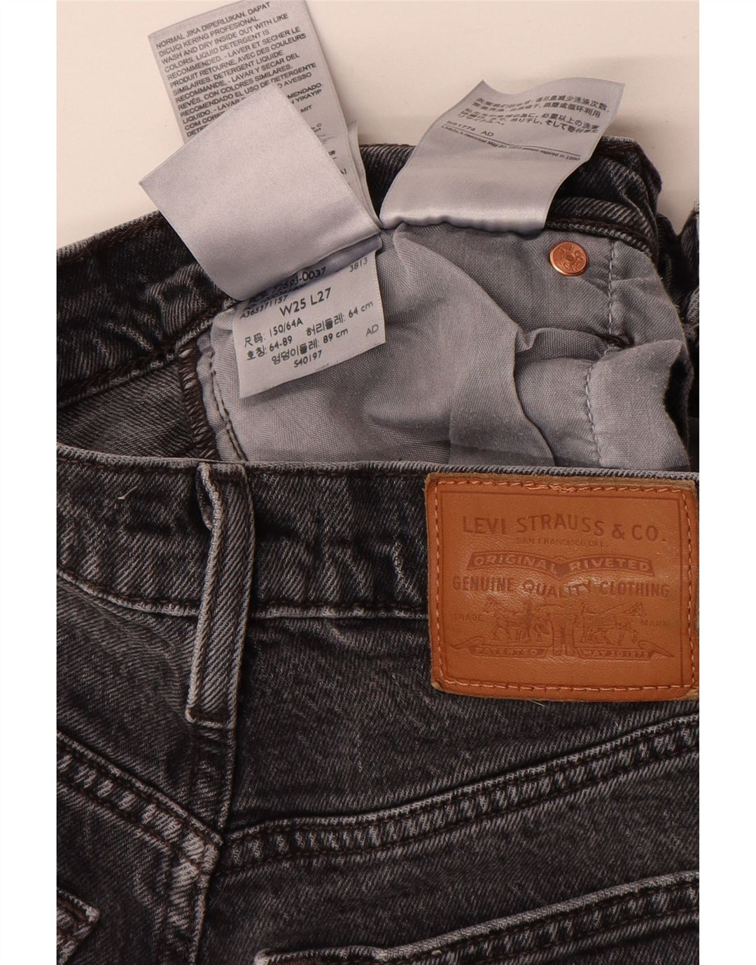 Jeans dritti Ribcage da donna Levi's W25 L27 cotone grigio