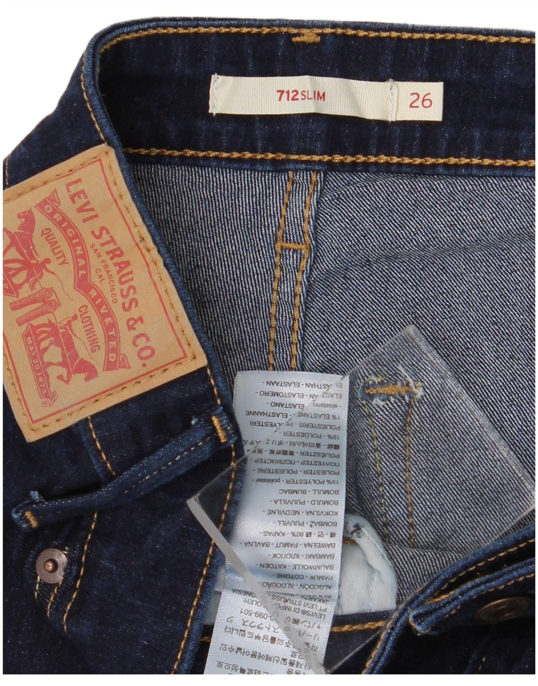 Jeans Levi's da donna 712 slim W26 L28 cotone blu navy