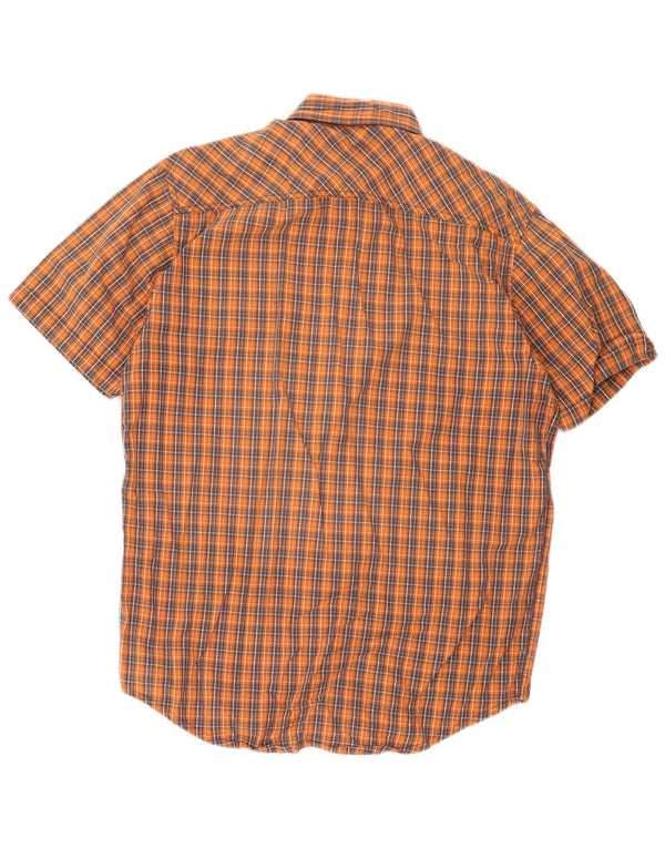 Camicia a maniche corte da uomo Timberland in cotone a quadri arancione medio