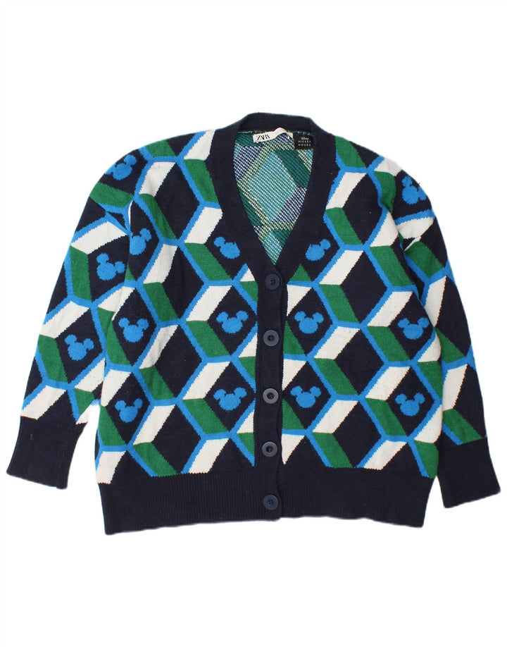 Maglione cardigan oversize da donna Zara UK 10 piccolo multicolore geometrico