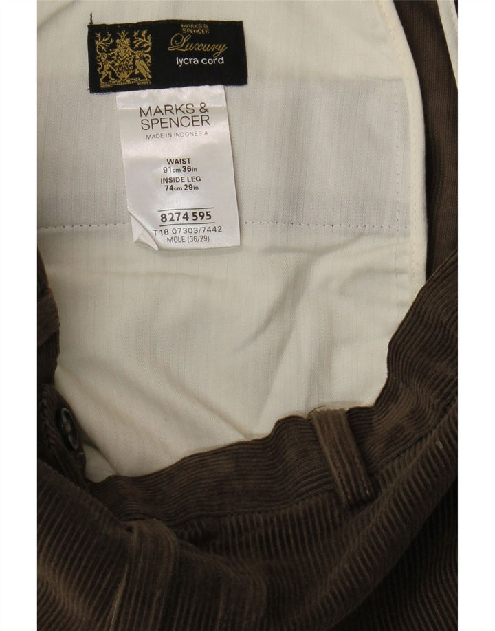 MARKS & SPENCER Pantaloni dritti da uomo in velluto a coste W36 L29 cotone marrone