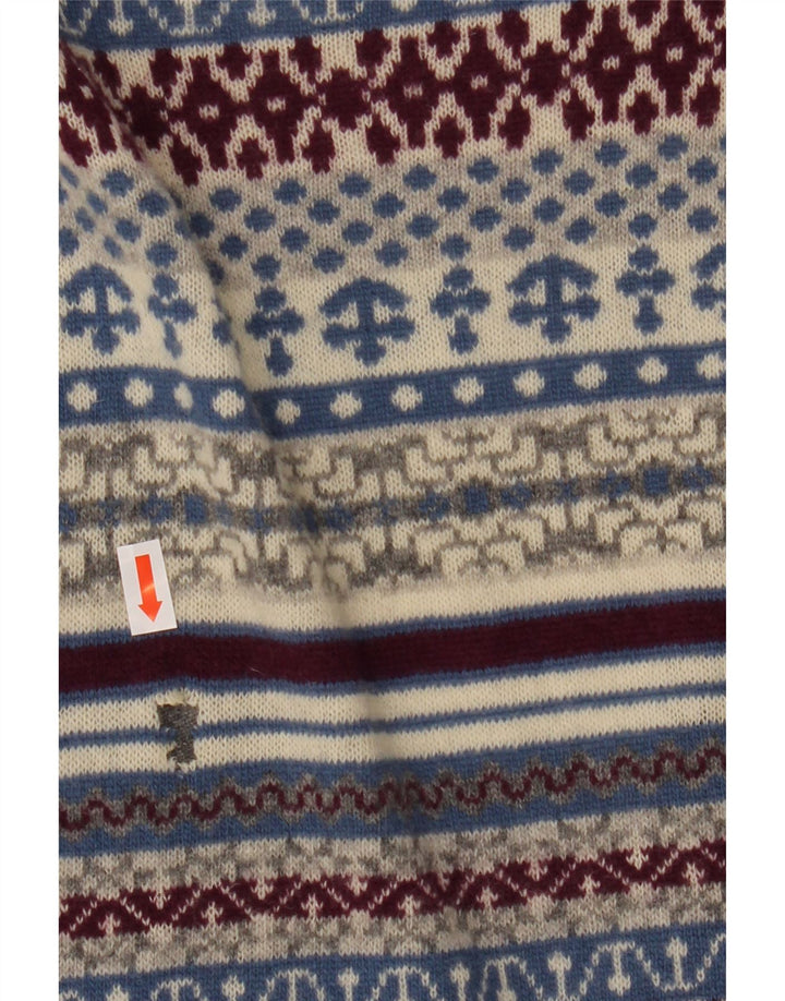 Maglione cardigan da donna Benetton UK 14 Lana Fair Isle grigio medio