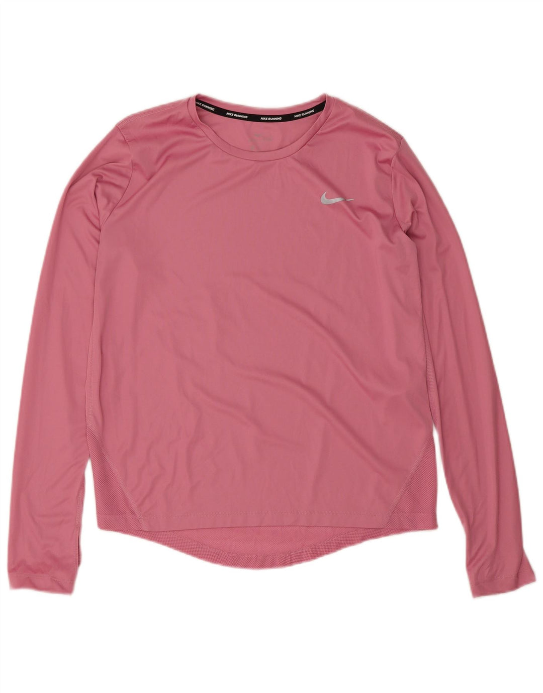 NIKE Top Dri Fit da donna a maniche lunghe UK 12 Poliestere rosa medio