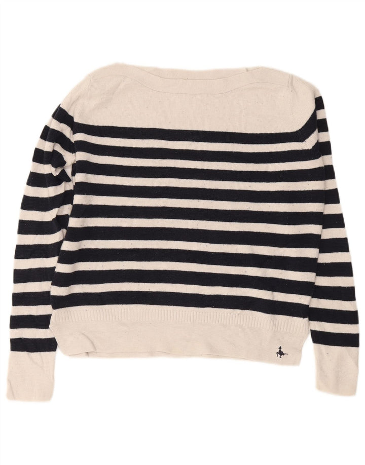 JACK WILLS Maglione oversize da donna con scollo a barca UK 8 Small Blu navy