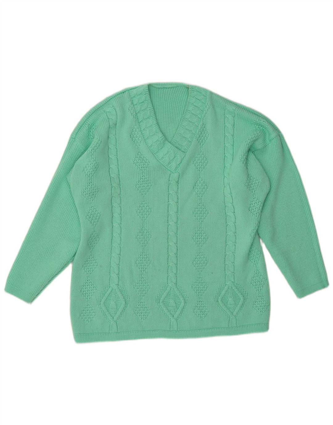 Maglione maglione con scollo a V da donna VINTAGE UK 18 XL Acrilico verde