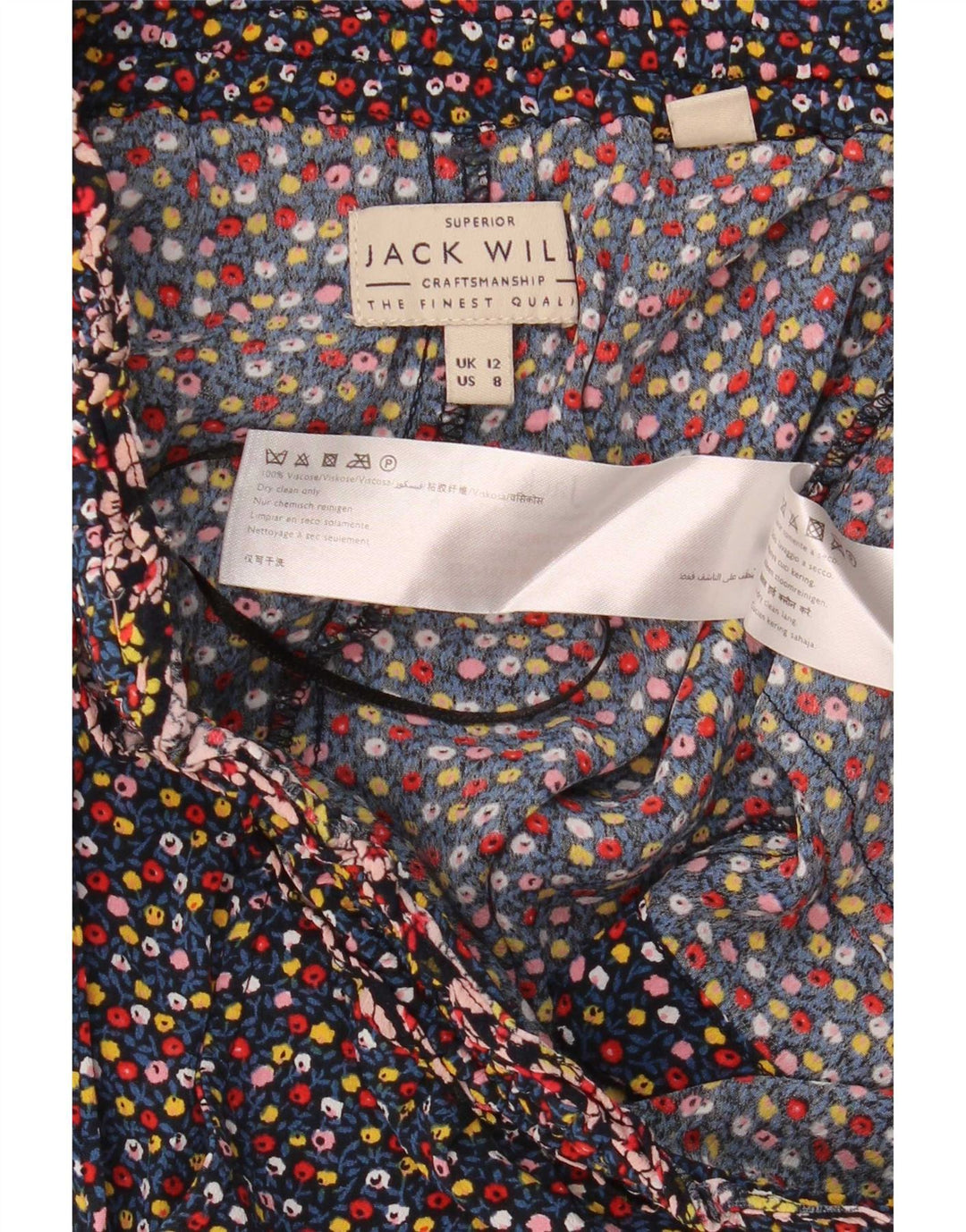 Pantaloni caldi da donna Jack Wills UK 12 Medium W30 Viscosa floreale multicolore