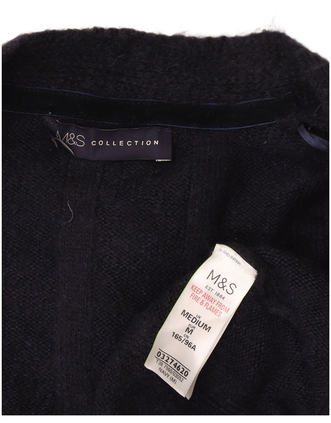 Maglione cardigan lungo da donna Marks & Spencer UK 14 medio blu navy