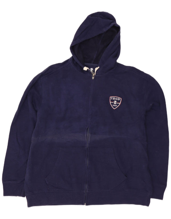 Maglione con cappuccio e zip da uomo IZOD grande in cotone blu navy