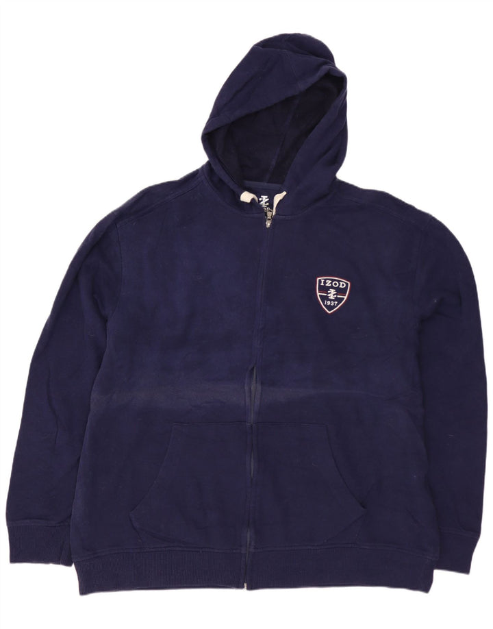 Maglione con cappuccio e zip da uomo IZOD grande in cotone blu navy