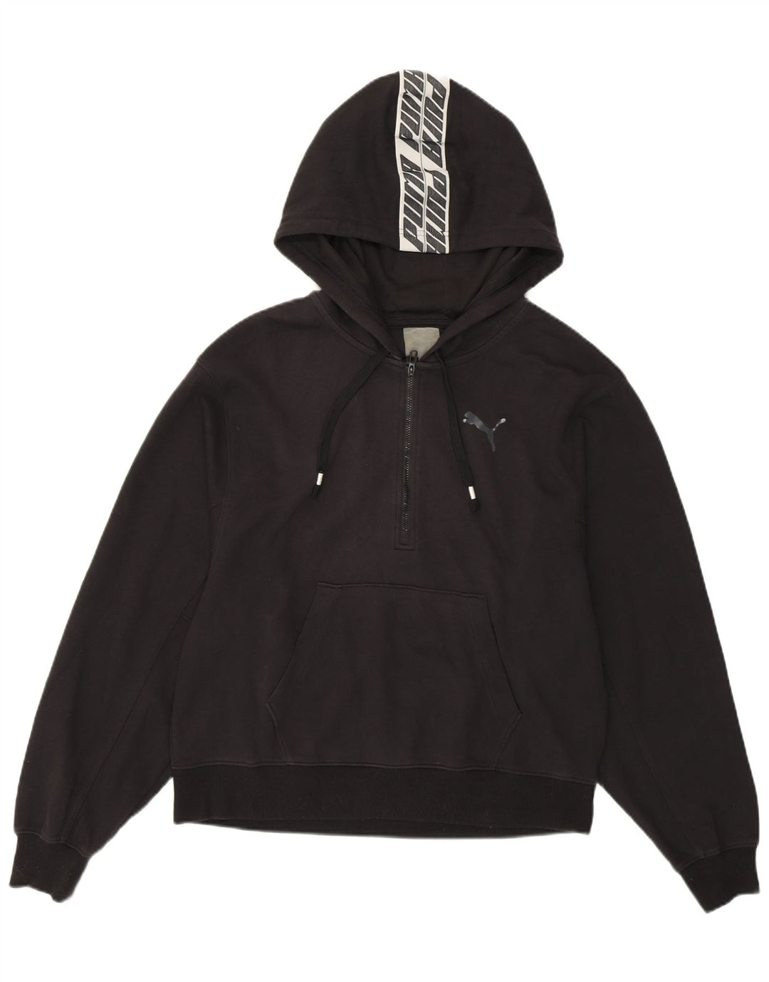 Felpa con cappuccio grafica PUMA da donna UK 16 grande cotone nero