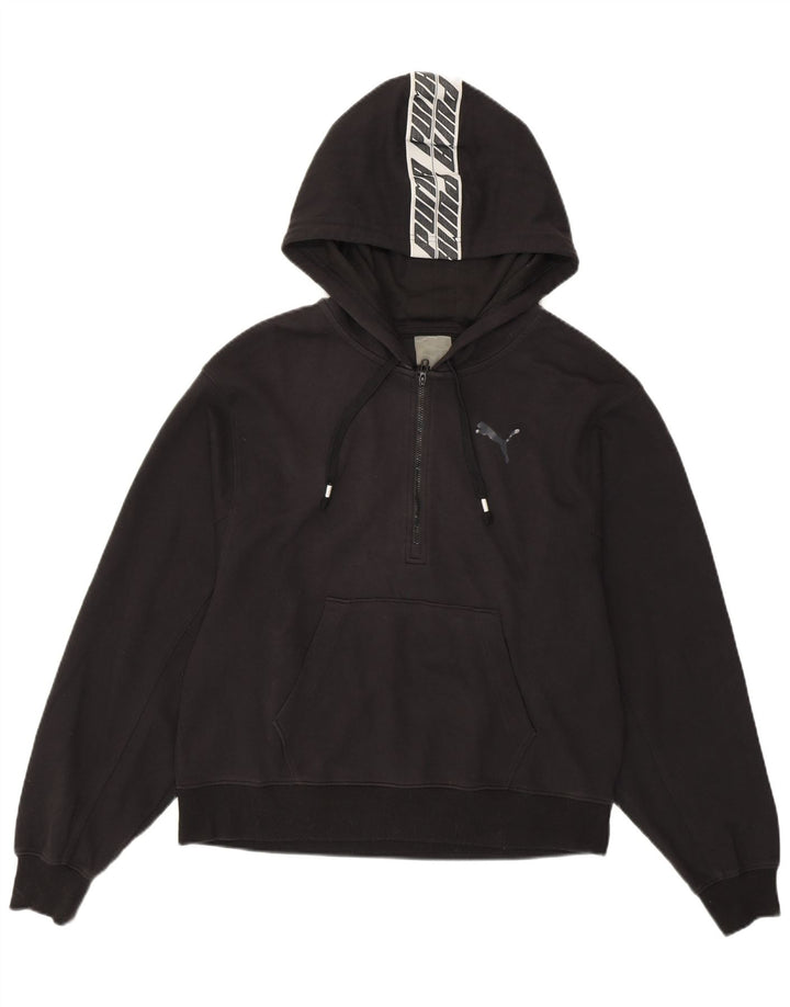 Felpa con cappuccio grafica PUMA da donna UK 16 grande cotone nero