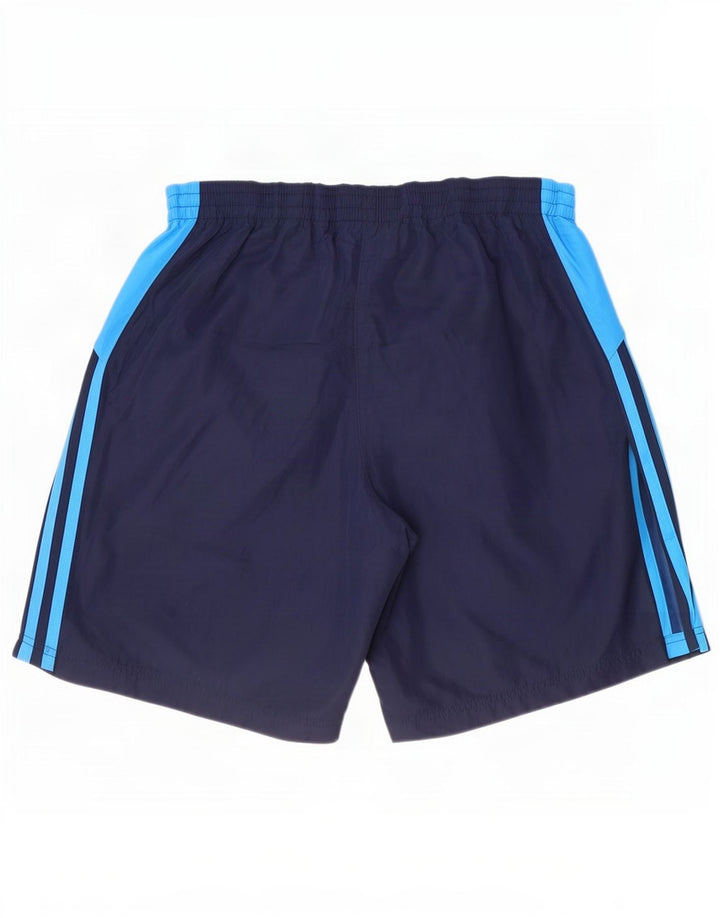 Pantaloncini sportivi da uomo Adidas Large in poliestere color block blu navy