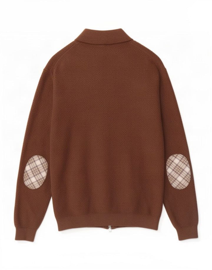 Massimo Dutti Maglione Cardigan da Uomo Grande in Cotone Marrone