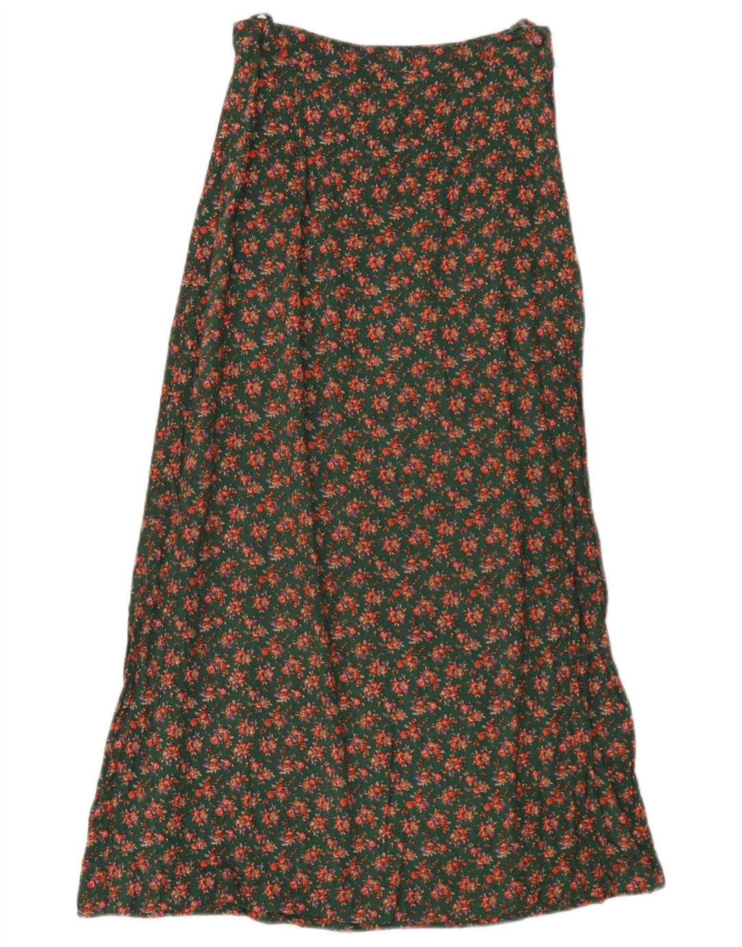 Gonna lunga da donna vintage W26 piccola floreale verde
