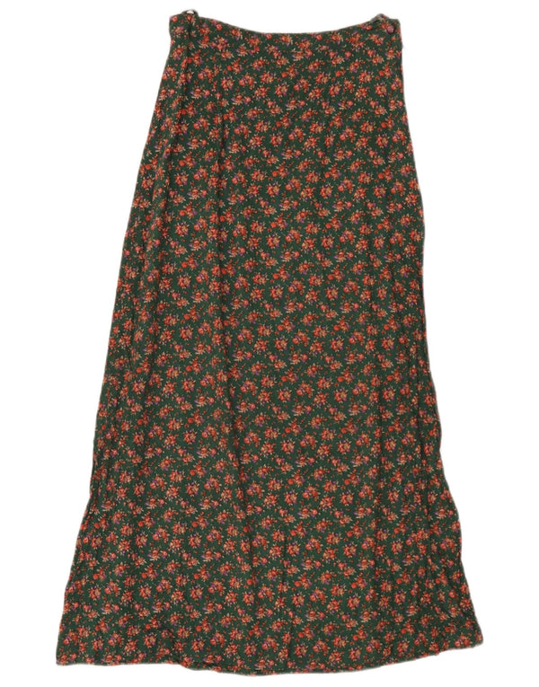 Gonna lunga da donna vintage W26 piccola floreale verde