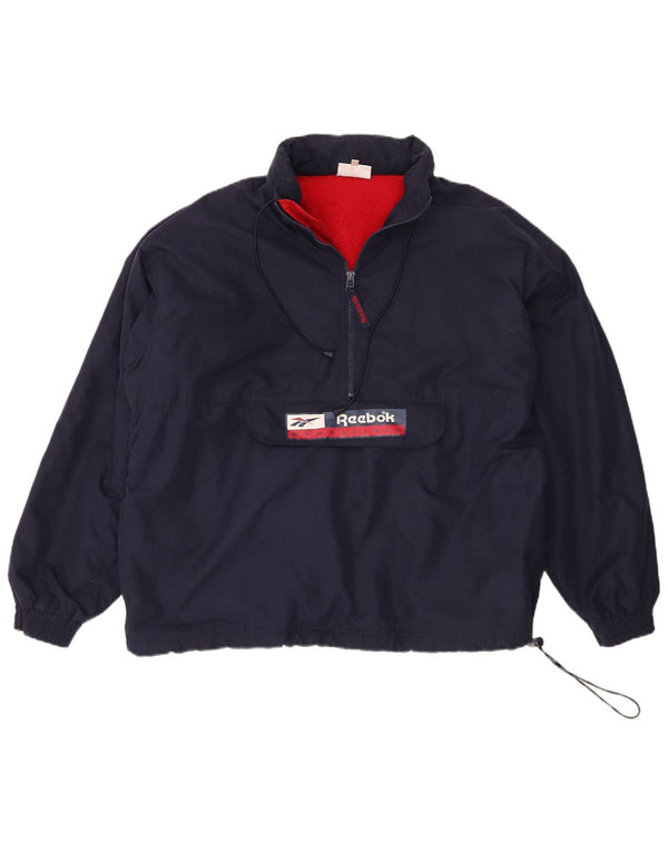 Giacca Reebok da uomo oversize con cappuccio grafico Anorak UK 36 Small Blu Navy