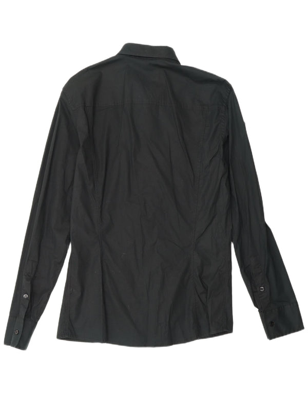 BIKKEMBERGS Mens Graphic Shirt Large Black Cotton