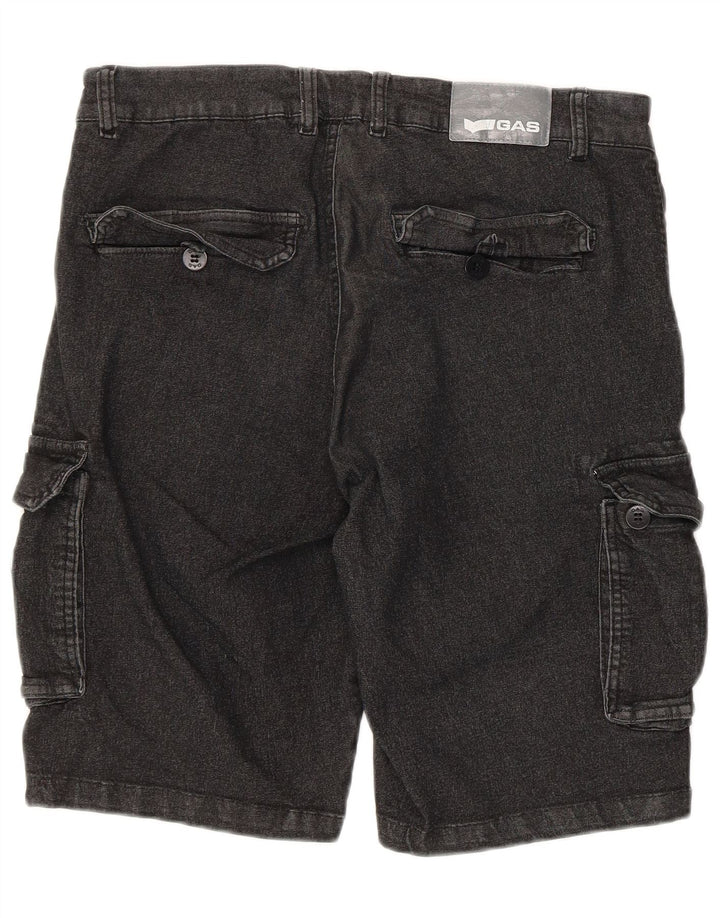 Pantaloncini cargo da uomo Gas Regular Fit in denim medio W32 cotone nero