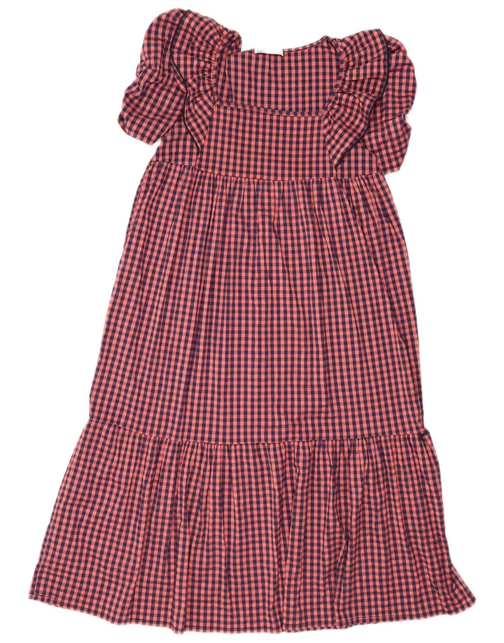 Abito impero da donna Zara con volant UK 10 piccolo poliestere a quadretti rosa