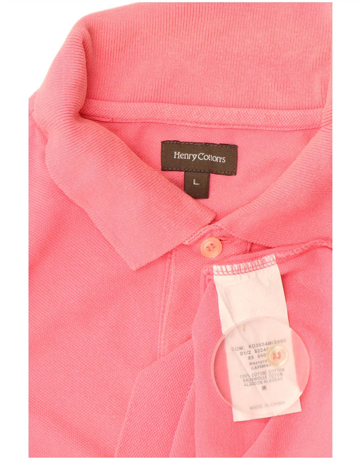 Polo da uomo Henry Cottons grande in cotone rosa