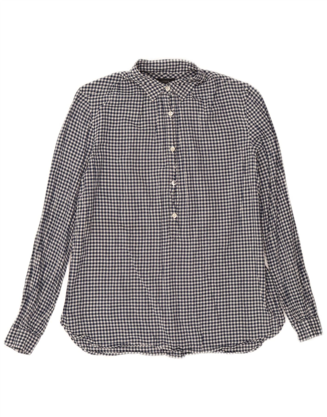 Camicia pullover da donna J. Crew UK 14 cotone a quadretti blu navy medio