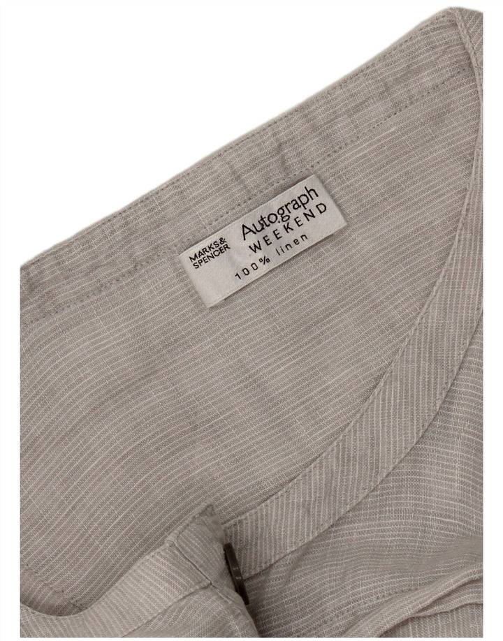 Abito a trapezio con maniche a 3/4 da donna Marks & Spencer UK 14 Lino grigio grande