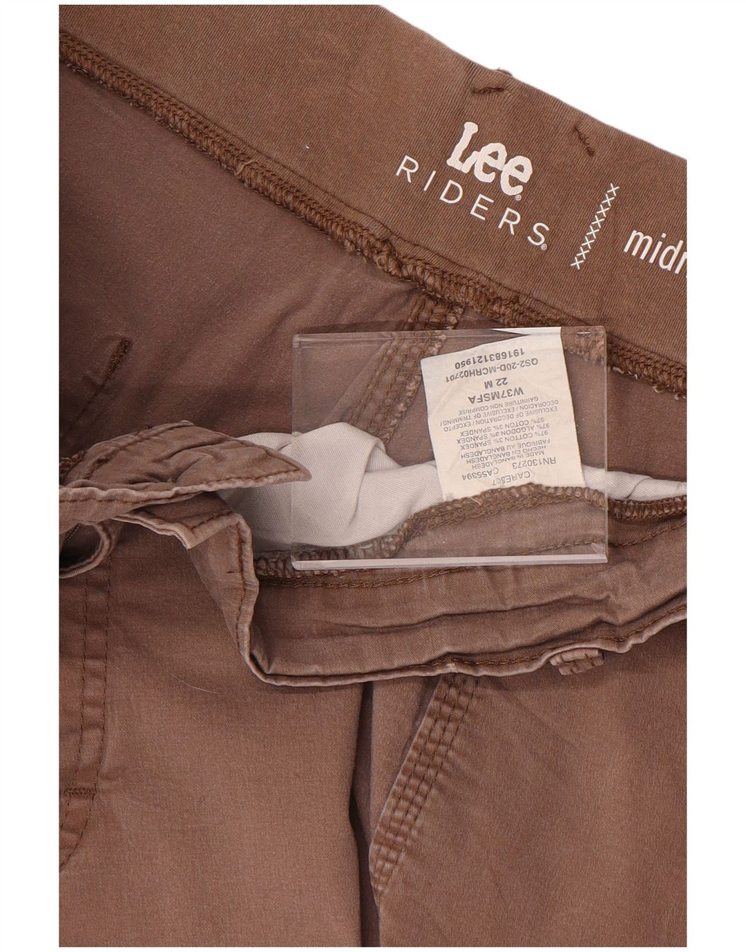 Pantaloncini chino a vita media da donna LEE Riders US 22 3XL W44 Cotone marrone