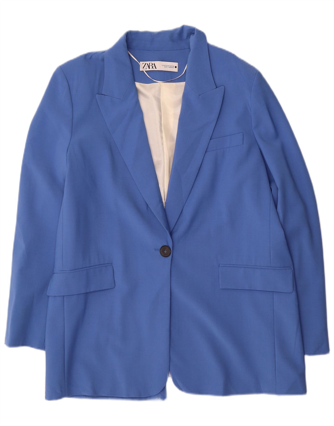 Giacca blazer a 1 bottone da donna Zara UK 14 poliestere blu medio