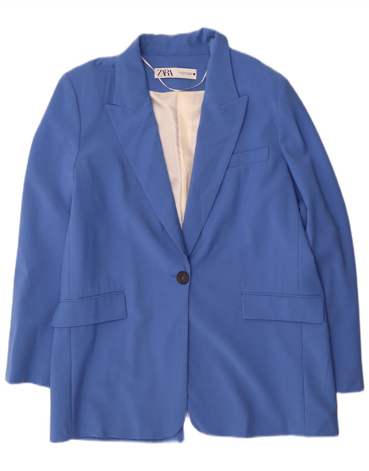 Giacca blazer a 1 bottone da donna Zara UK 14 poliestere blu medio