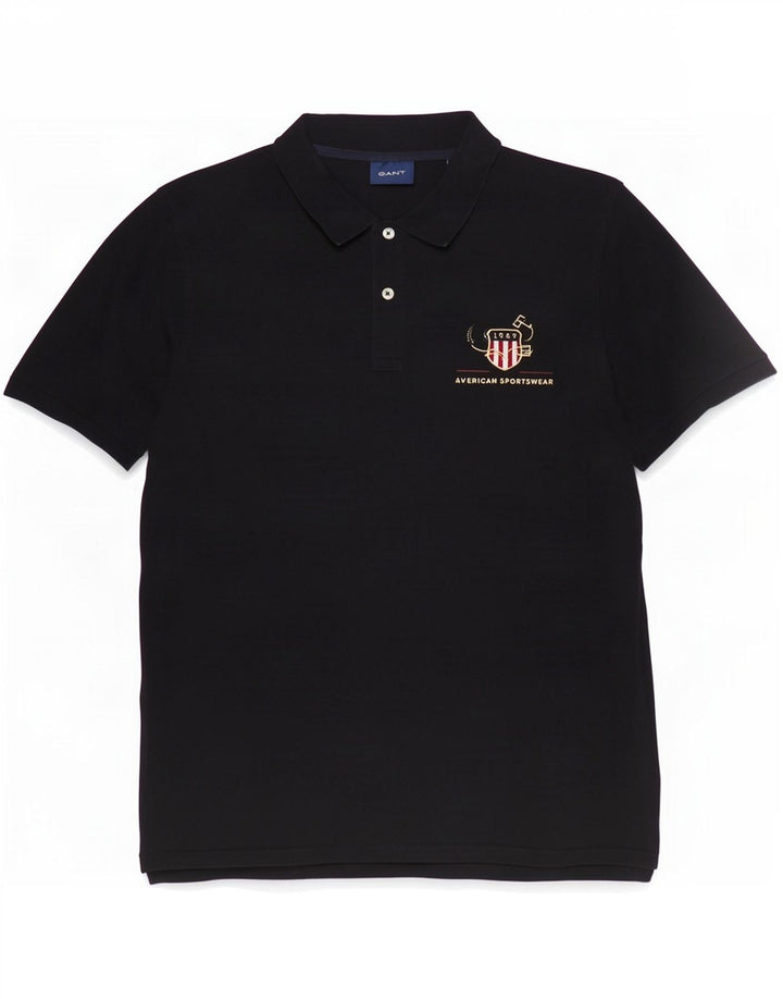 Polo grafica da uomo Gant grande in cotone nero