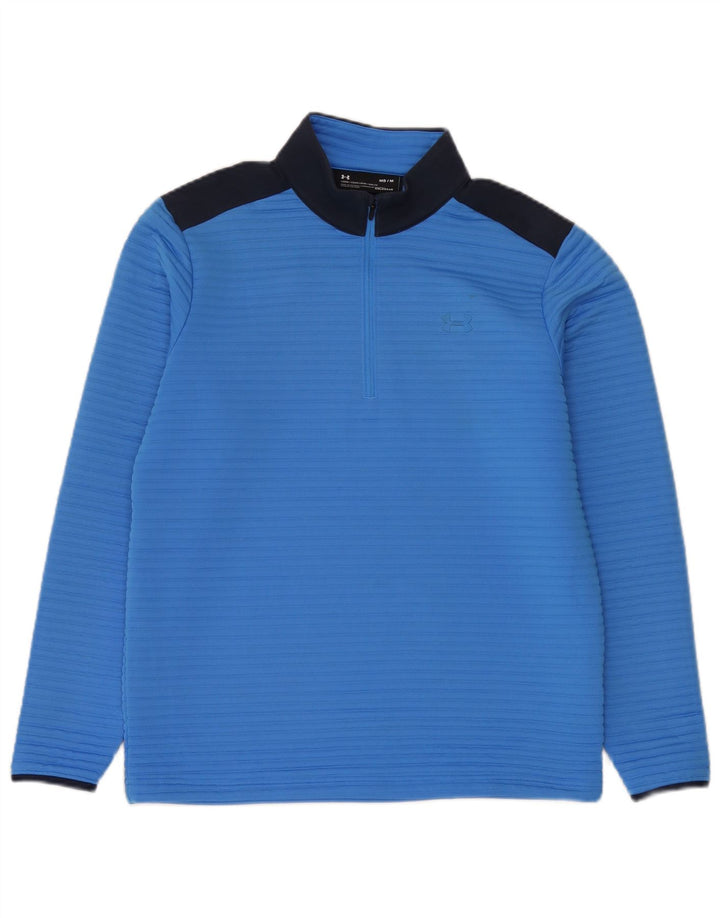 Under Armour Uomo Cold Gear Pullover Tuta Top Blu Medio Colorblock