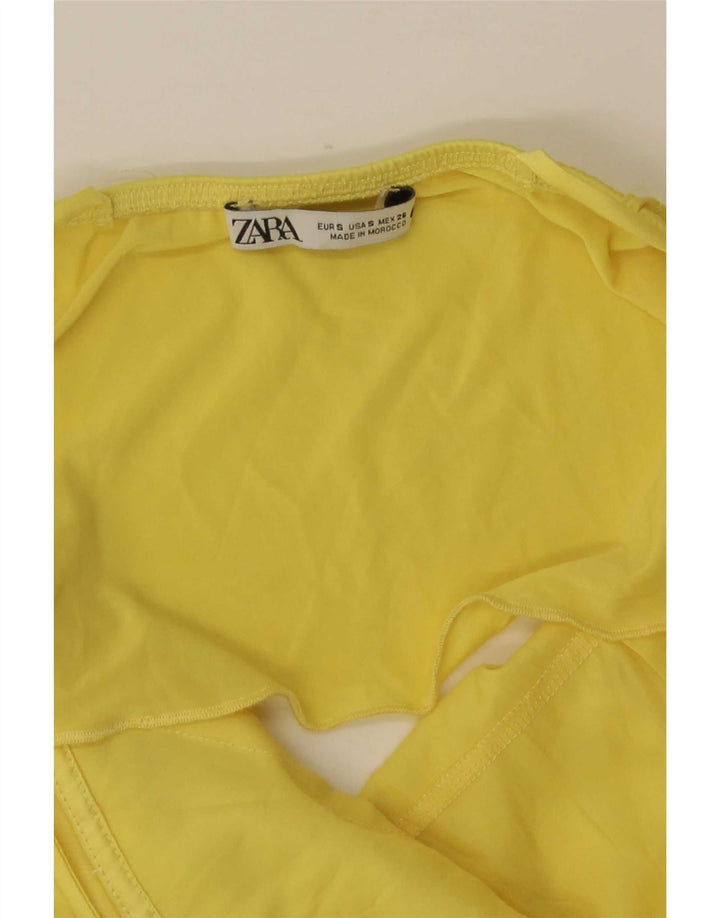 Top a strati senza maniche da donna Zara UK 8 piccolo giallo