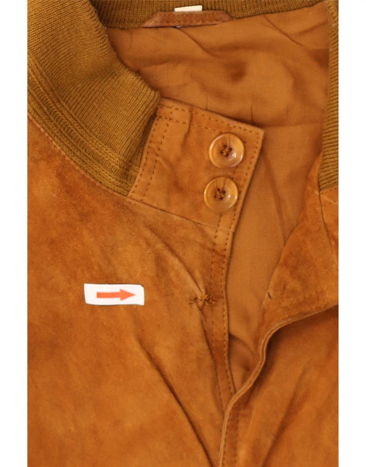 Giubbotto bomber vintage in pelle scamosciata da uomo IT 48 Pelle beige medio