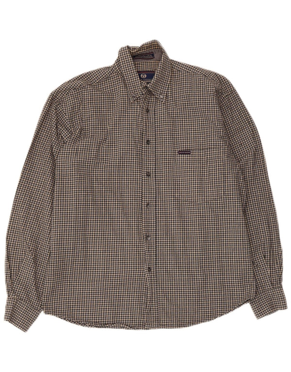 Camicia da uomo in flanella Sergio Tacchini in cotone a quadri grigio medio