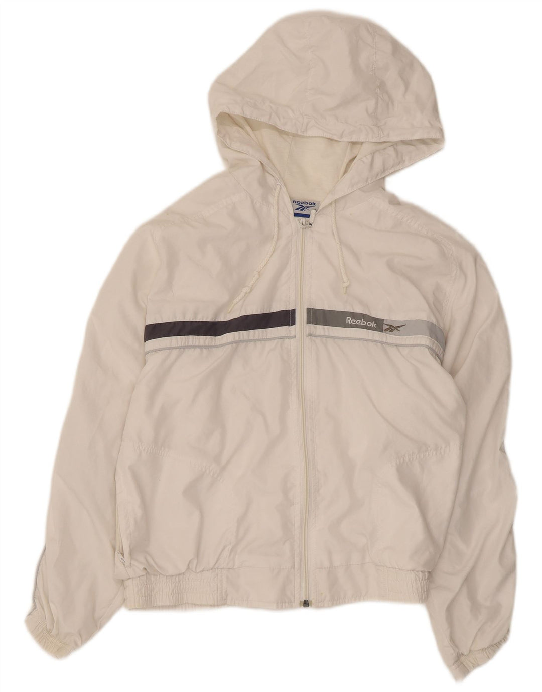 Giacca sportiva da donna con cappuccio Reebok UK 12 Medium White Colourblock