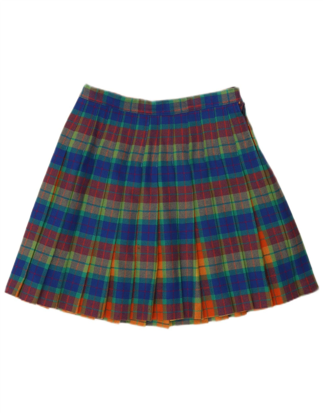 Gonna a pieghe vintage da donna a pieghe W28 scozzese medio multicolore