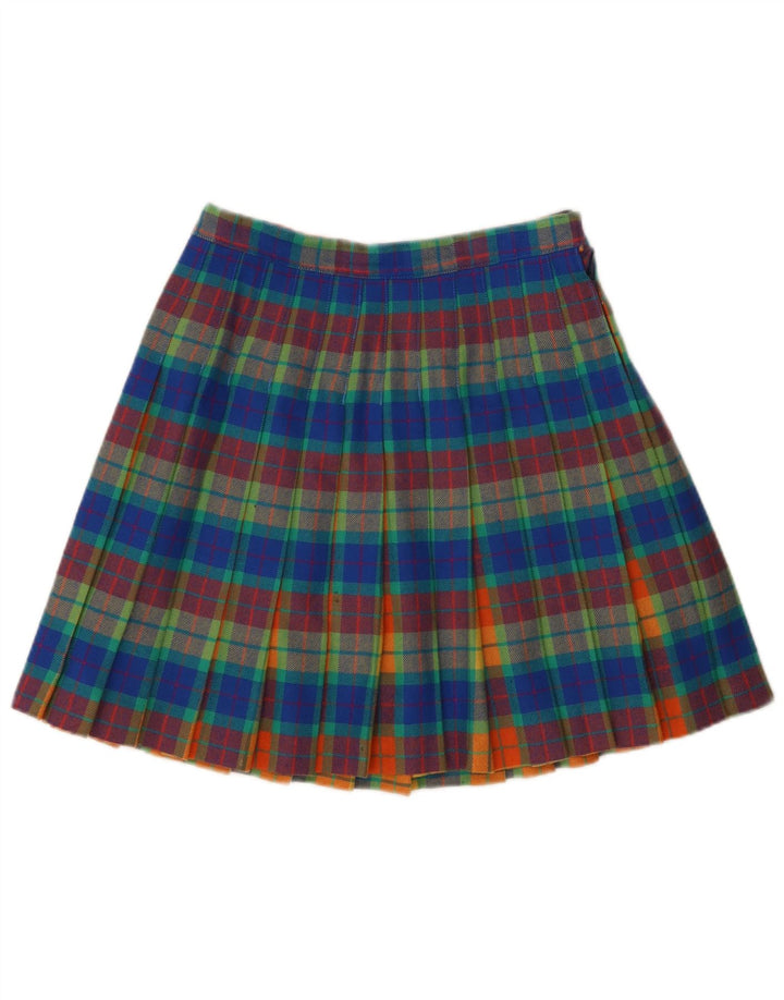 Gonna a pieghe vintage da donna a pieghe W28 scozzese medio multicolore