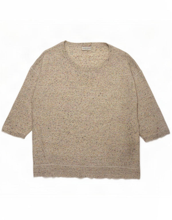 Marks & Spencer Maglione da donna con scollo a barchetta indaco UK 16 Large Beige
