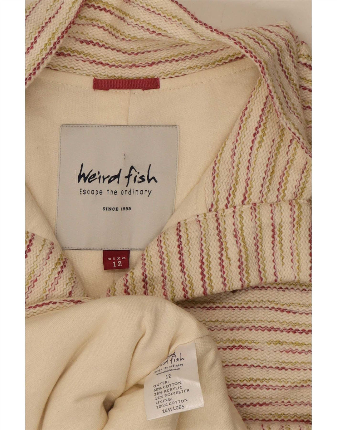 Borsone da donna Weird Fish UK 12 Cotone a righe bianco sporco medio