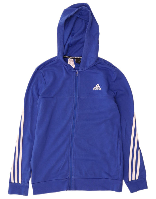 Felpa con cappuccio e zip Adidas da bambino 13-14 anni in cotone blu