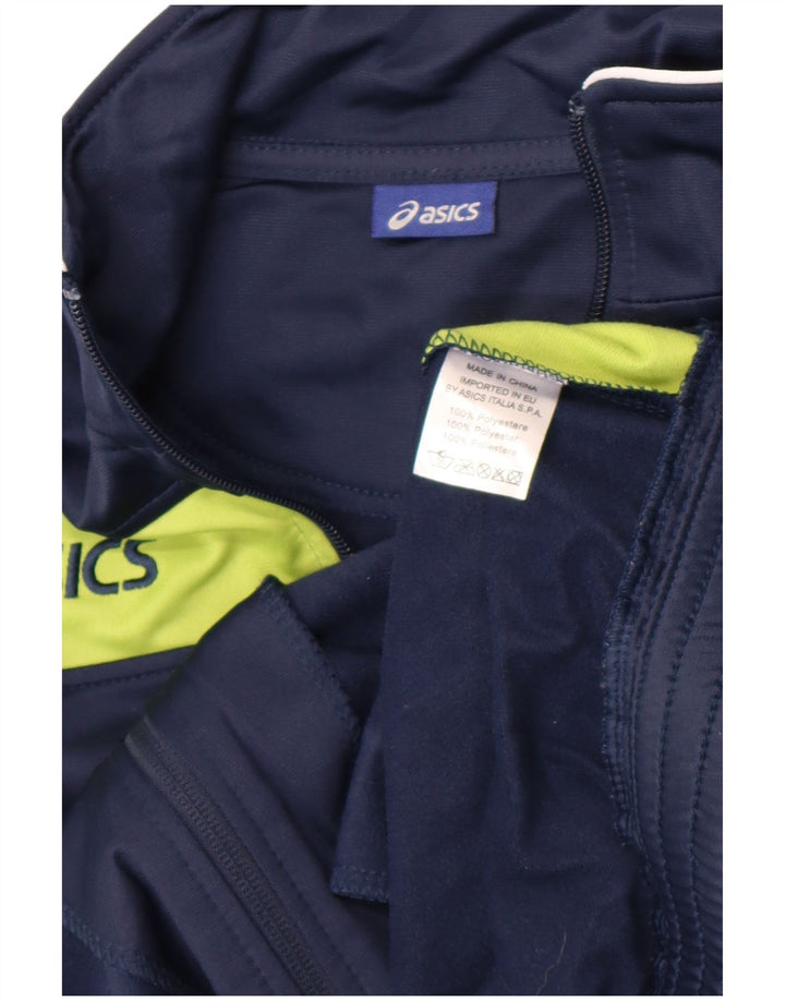 Giacca da tuta grafica da ragazzo Asics, 11-12 anni, color block blu navy