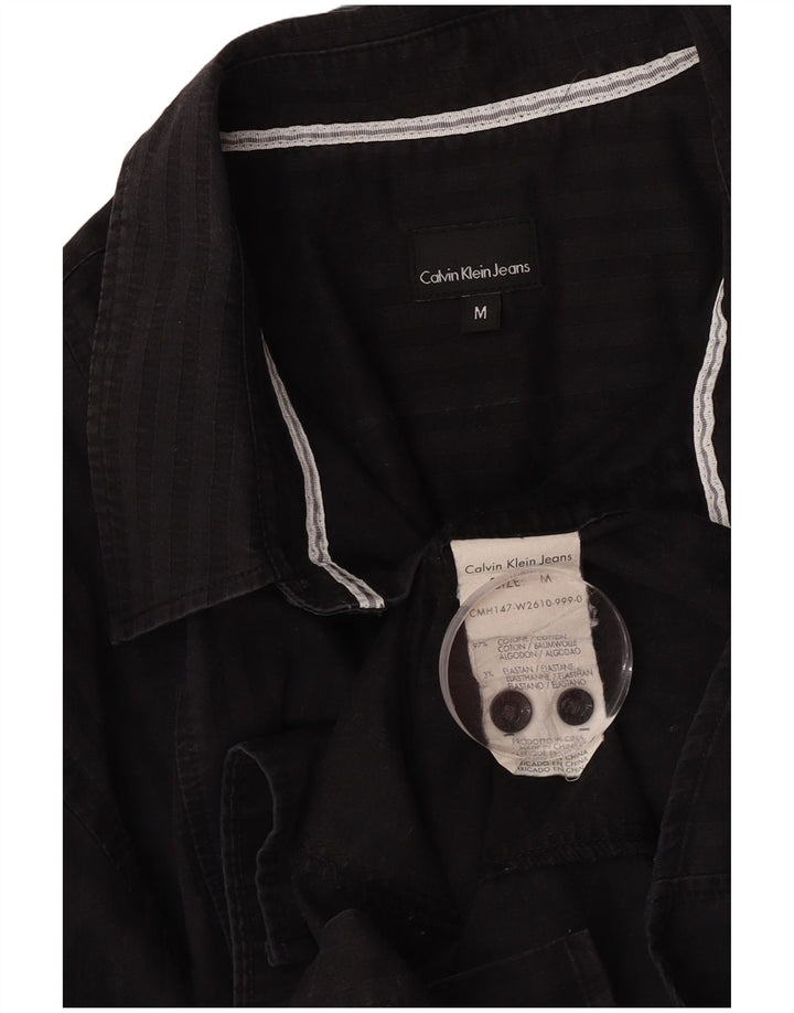Camicia da uomo Calvin Klein Jeans in cotone a righe nere medie