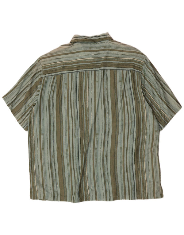 Camicia a maniche corte da uomo Caribbean Joe XL in seta a righe verdi