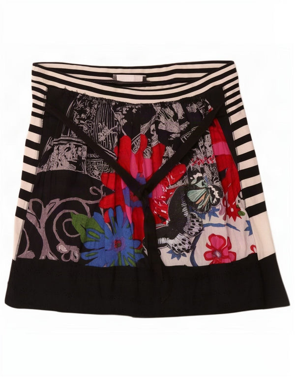 Gonna a trapezio con grafica a vita alta da donna Desigual XL W34 cotone floreale nero