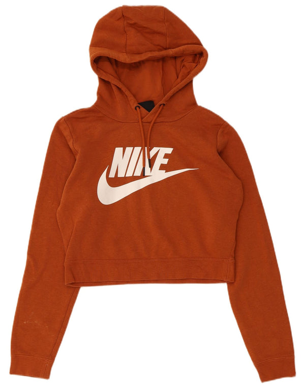 Felpa con cappuccio grafica corta Nike da donna UK 6 XS cotone marrone