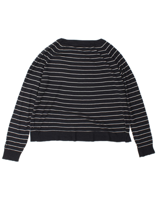 Maglione corto con scollo a barca da donna Zara UK 10 piccolo a righe blu navy