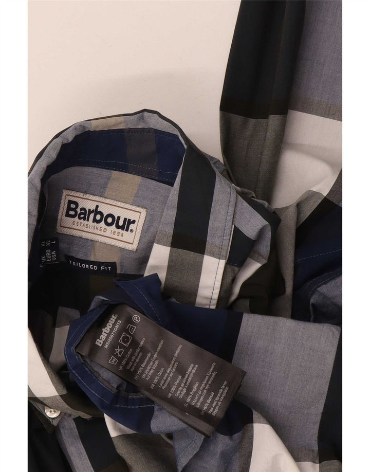 Camicia Barbour da uomo su misura XL in cotone scozzese multicolore