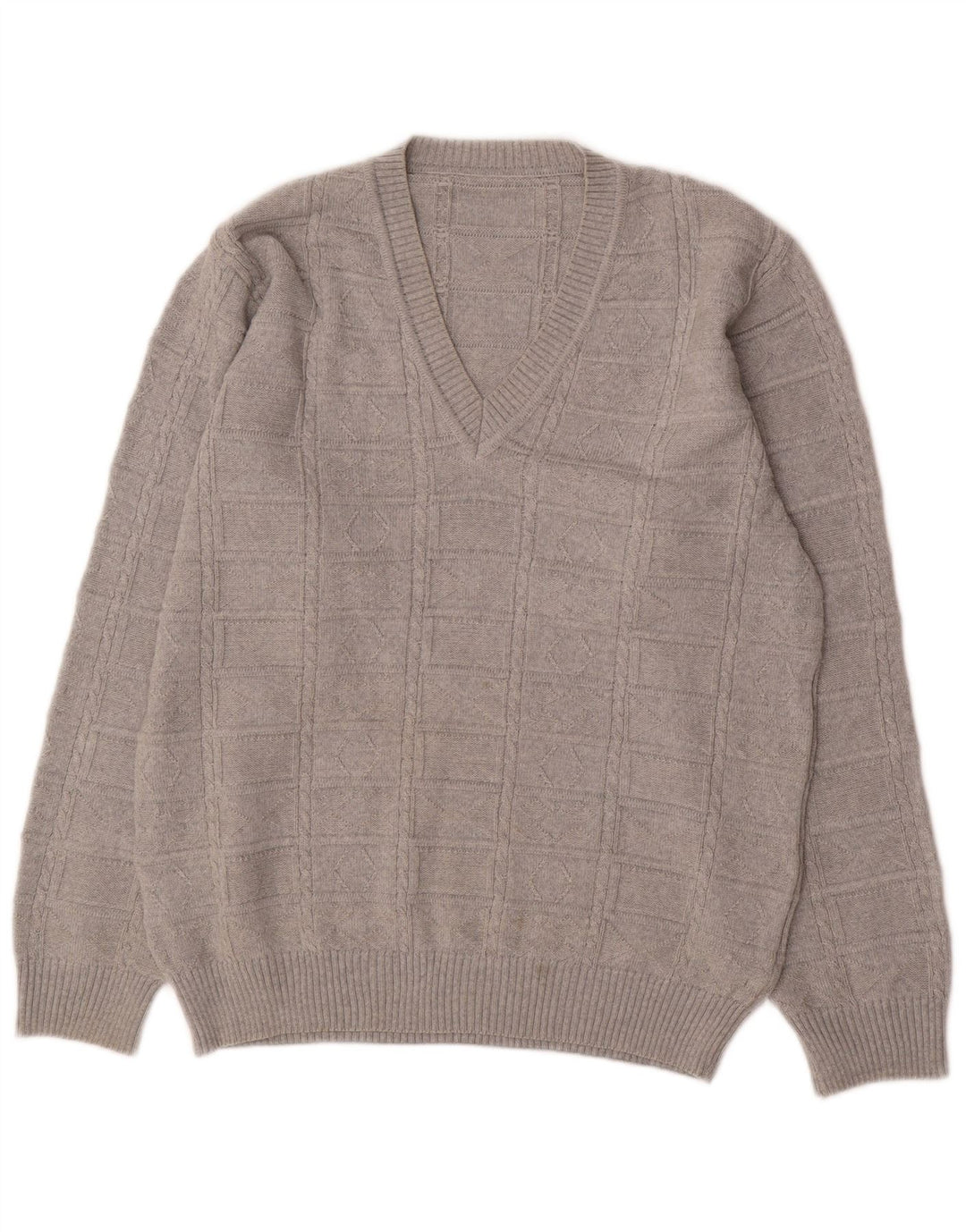 Maglione vintage da uomo con scollo a V IT 50 Poliacrilico grigio medio