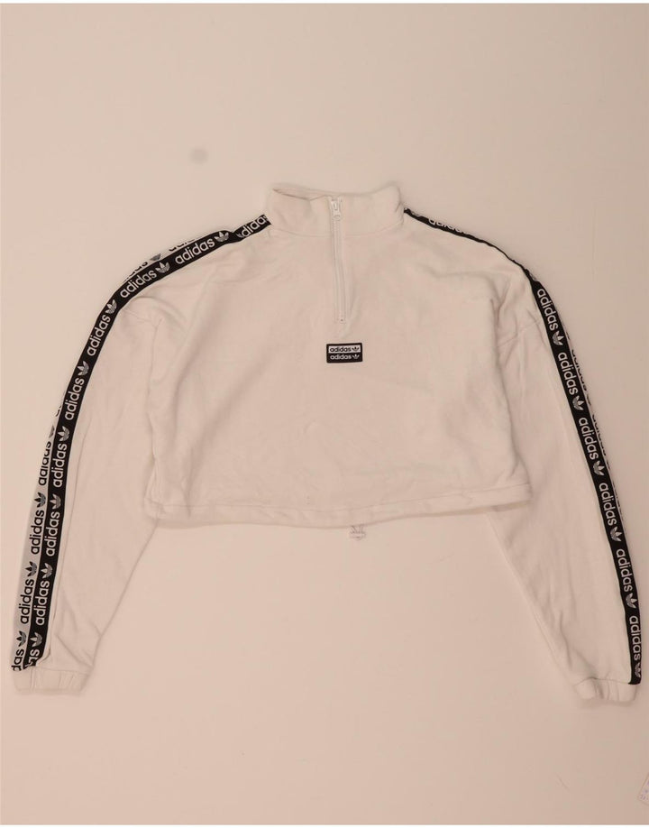 Felpa corta con grafica oversize da donna Adidas UK 12 Medium White